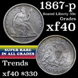 1867-p Seated Half Dollar 50c Grades xf (fc)