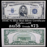 1934C $5 Blue Seal Silver Certificate Grades Choice AU/BU Slider