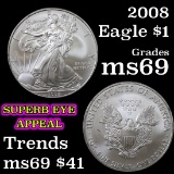 2008 Silver Eagle Dollar $1 Grades Gem++ Unc