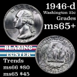 1946-d Washington Quarter 25c Grades GEM+ Unc