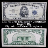 1953 $5 Blue Seal Silver certificate Grades f+