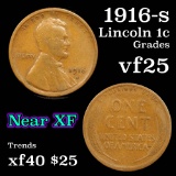 1916-s Lincoln Cent 1c Grades vf+