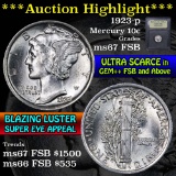 ***Auction Highlight*** 1923-p Mercury Dime 10c Graded GEM++ FSB by USCG (fc)