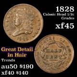 1828 Classic Head half cent 1/2c Grades xf+