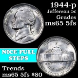 1944-p Jefferson Nickel 5c Grades GEM 5fs