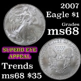 2007 Silver Eagle Dollar $1 Grades GEM+++ Unc