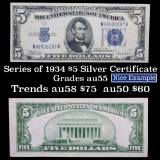 1934C $5 Blue Seal Silver Certificate Grades Choice AU
