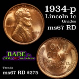 1934-p Lincoln Cent 1c Grades GEM++ Unc RD (fc)