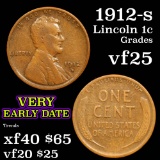 1912-d Lincoln Cent 1c Grades vf+