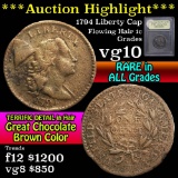 ***Auction Highlight*** 1794 Liberty Cap Flowing Hair large cent 1c Graded vg+ by USCG (fc)