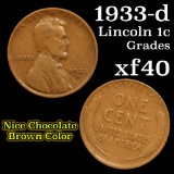 1933-d Lincoln Cent 1c Grades xf