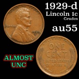1929-d Lincoln Cent 1c Grades Choice AU