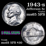 1943-s Jefferson Nickel 5c Grades GEM 5fs