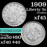 1909 Liberty Nickel 5c Grades xf+