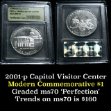 2001-p Capitol Modern Commem Dollar $1 Graded ms70, Perfection by USCG