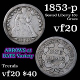 1853-p Seated Liberty Dime 10c Grades vf, very fine