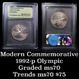 1992-p Olympics Modern Commem Half Dollar 50c Graded ms70, Perfection by USCG