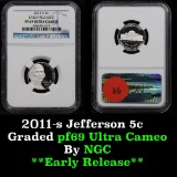 NGC 2011-s Early Releases  Jefferson Nickel 5c Graded pr69 DCAM by NGC