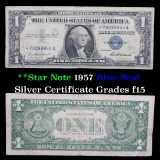 **Star Note  1957 $1 Blue Seal Silver Certificate Grades f+