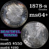 1878-s Beautiful toning Morgan Dollar $1 Grades Choice+ Unc (fc)