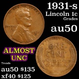 1931-s Lincoln Cent 1c Grades AU, Almost Unc