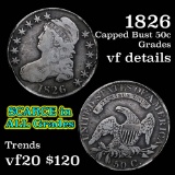 1826 Capped Bust Half Dollar 50c Grades vf details