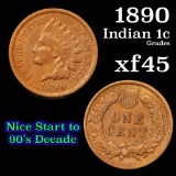 1890 Indian Cent 1c Grades xf+