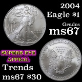 2004 Silver Eagle Dollar $1 Grades GEM++ Unc