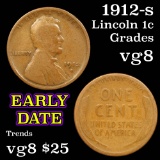 1912-s Lincoln Cent 1c Grades vg, very good