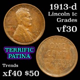 1913-d Lincoln Cent 1c Grades vf++