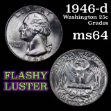 1946-d Washington Quarter 25c Grades Choice Unc