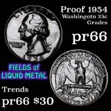 Proof 1954 Washington Quarter 25c Grades GEM+ Proof