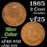 1865 Two Cent Piece 2c Grades vf+