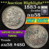 1883-s Pretty toning Morgan Dollar $1 Graded Choice AU/BU Slider by USCG (fc)
