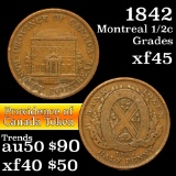 1842 Bank of Montreal Canadian halfpenny 1/2c Grades xf+