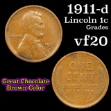 1911-d Lincoln Cent 1c Grades vf, very fine