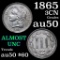 1865 Three Cent Copper Nickel 3cn Grades AU, Almost Unc