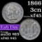 1866 Three Cent Copper Nickel 3cn Grades xf+