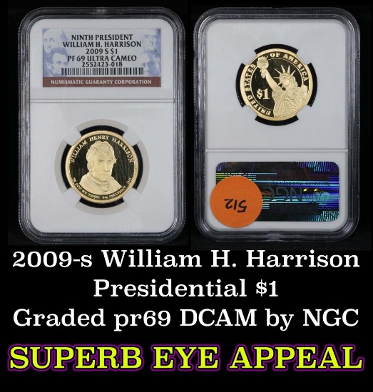 NGC 2009-s William H. Harrison Presidential Dollar $1 Graded pr69 DCAM by NGC