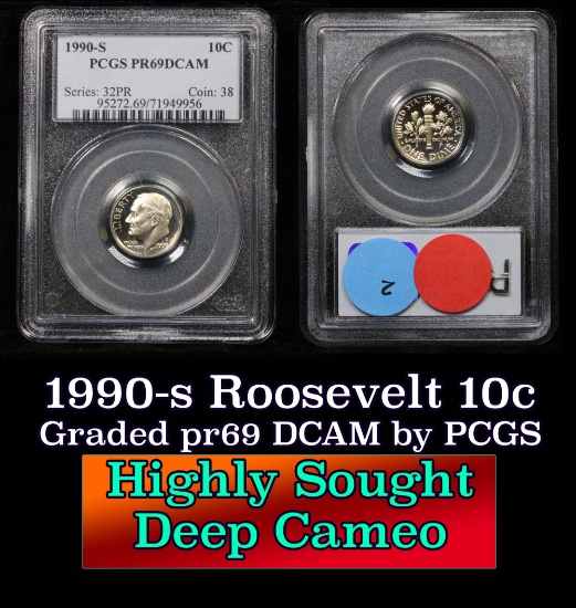 PCGS 1990-s  Roosevelt Dime 10c Graded pr69 DCAM by PCGS