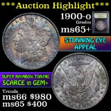 ***Auction Highlight*** 1900-o Rainbow Toned Morgan Dollar $1 Graded GEM+ Unc by USCG (fc)