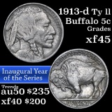 1913-d Ty II Buffalo Nickel 5c Grades xf+