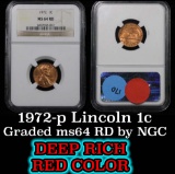 NGC 1972-p Lincoln Cent 1c Graded ms64 RD by NGC