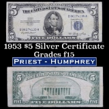 1953 $5 Blue Seal Silver certificate Grades f+