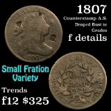1807 Counterstamp A.S. Draped Bust Large Cent 1c Grades f details