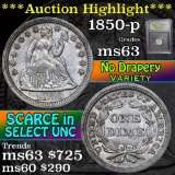 ***Auction Highlight*** 1850-p Seated Liberty Dime 10c Graded Select Unc By USCG (fc)