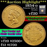 ***Auction Highlight*** 1854-o Princess Head Gold 3 Graded vf, very fine by USCG (fc)
