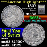 ***Auction Highlight*** 1837 Capped Bust Dime 10c Graded Select Unc by USCG (fc)