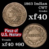 1863 indian Civil War Token 1c Grades xf