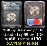 2008-p Kennedy Half Dollar 50c Graded sp69 by ICG